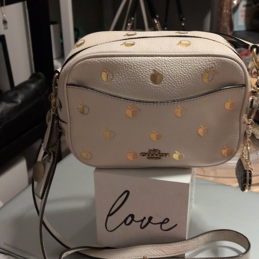 Coach North South Camera Apple Gold & White Crossbody Bag Exclusive - Picture 9 of 11
